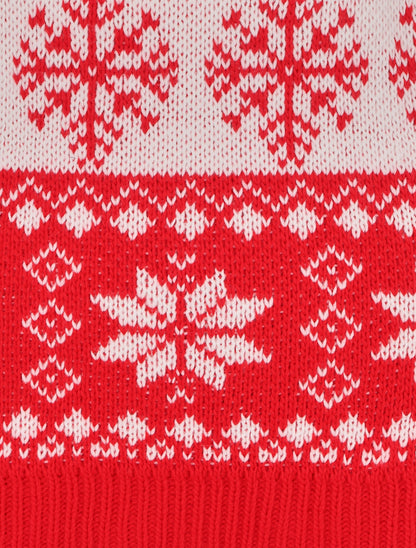 Pull à motif flocons de neige à col rond - Rouge - 3