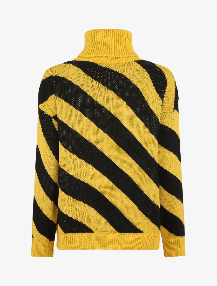 Pull col roulé rayé - Jaune - 2