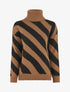 Pull col roulé rayé - Camel - 1
