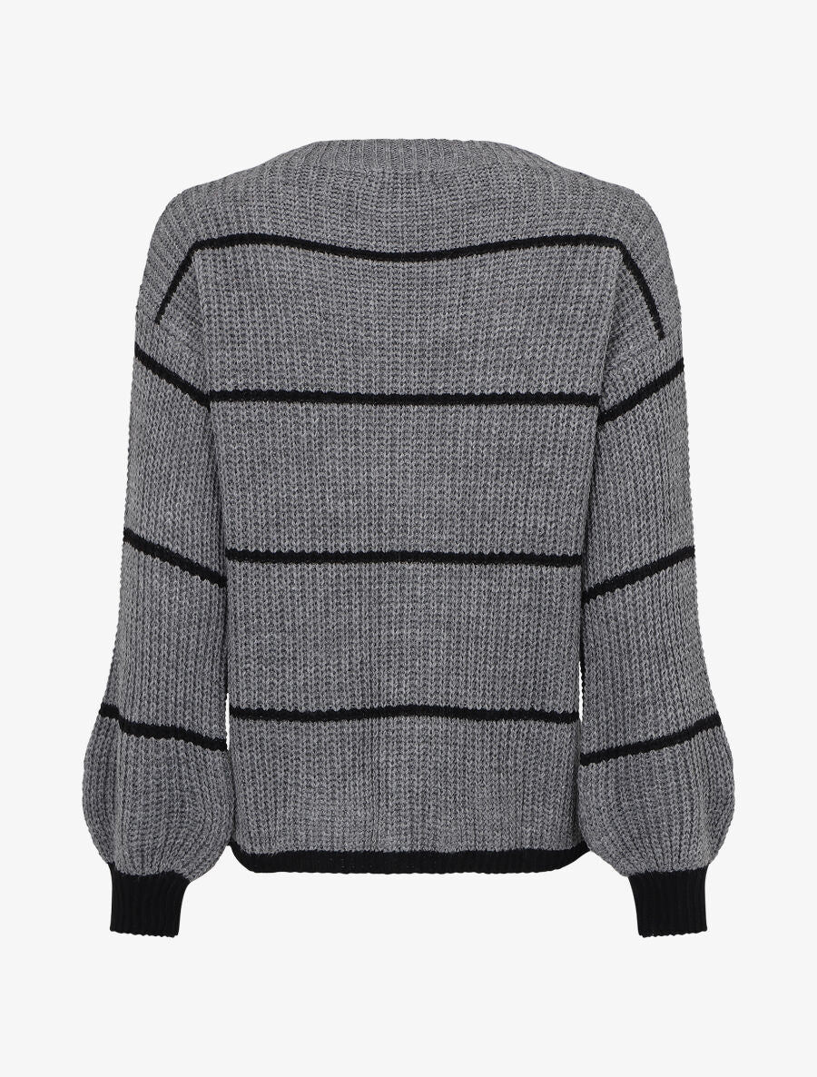 Pull en maille à imprimé rayures - Gris - 2