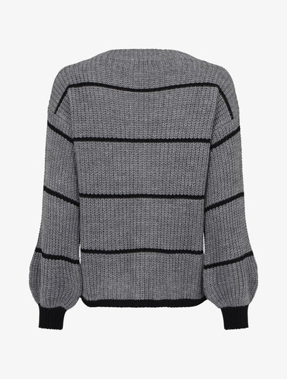 Pull en maille à imprimé rayures - Gris - 2