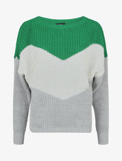 Pull droit à motif V - Vert - 5