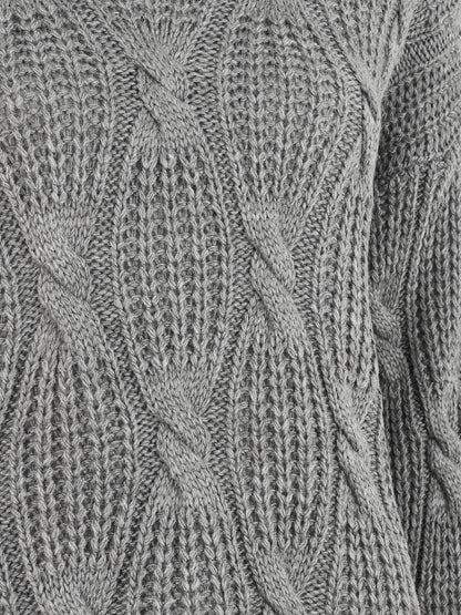 Pull en maille à col roulé - Gris - 3