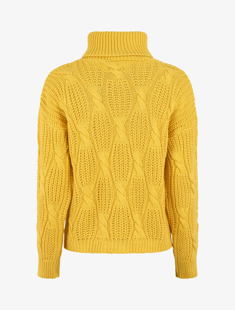 Pull en maille à col roulé - Jaune - 2