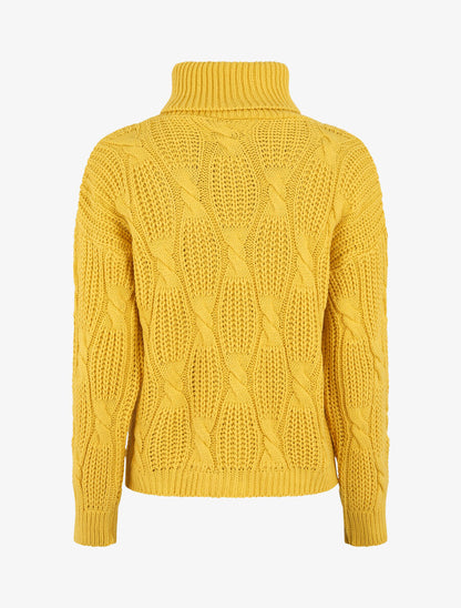 Pull en maille à col roulé - Jaune - 2