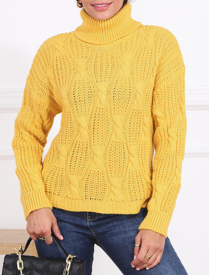 Pull en maille à col roulé - Jaune - 4