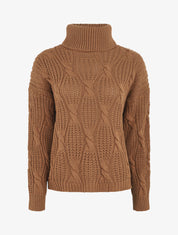 Pull en maille à col roulé - Camel - 1