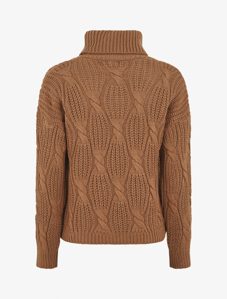 Pull en maille à col roulé - Camel - 2