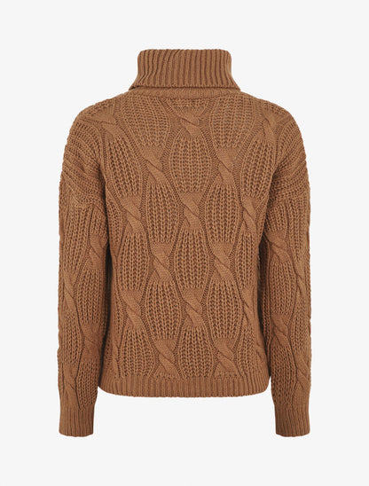 Pull en maille à col roulé - Camel - 2