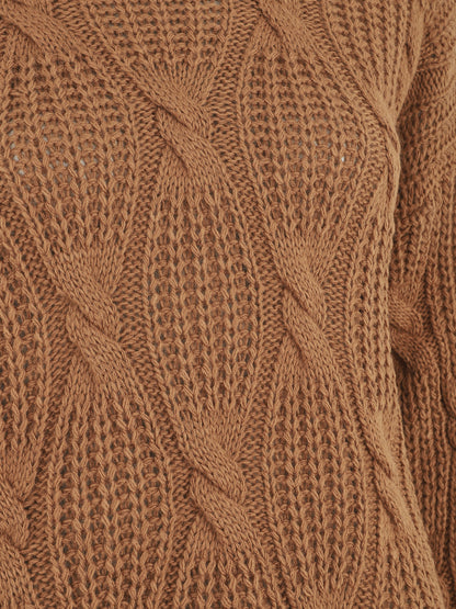 Pull en maille à col roulé - Camel - 3