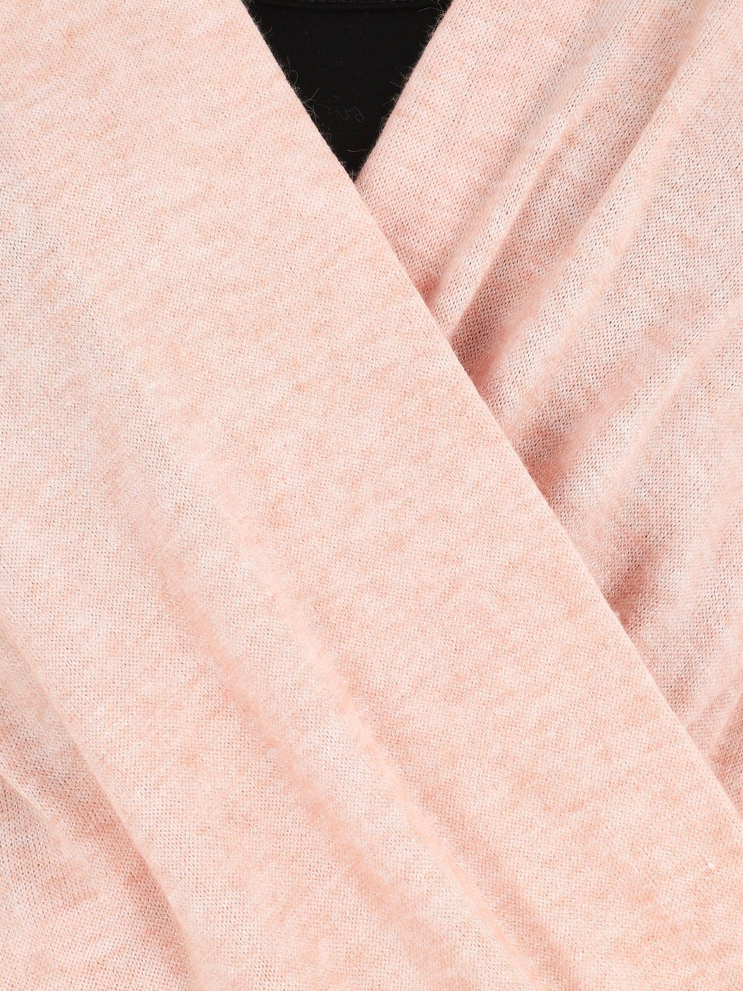 Top bicolore à manches longues et effet croisé - Rose - 3