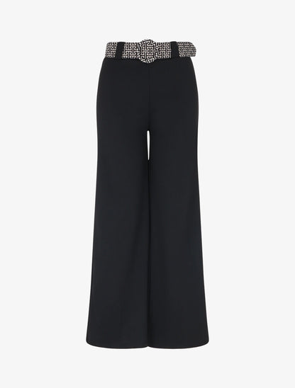 Pantalon ample à taille haute et ceinture stylisée - Noir - 3