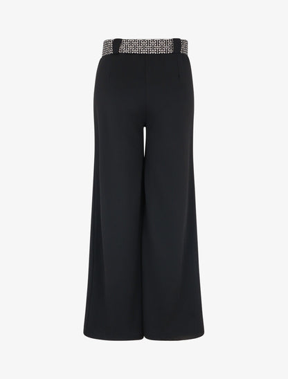 Pantalon ample à taille haute et ceinture stylisée - Noir - 2