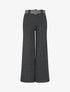 Pantalon taille haute ample effet laine - Gris chiné - 1