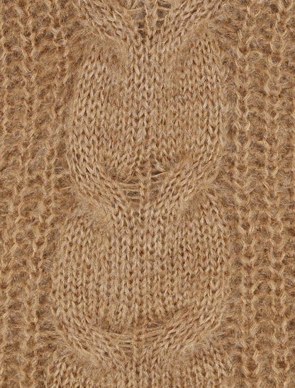 Pull uni duveteux - Camel - 3