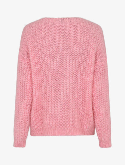 Pull uni duveteux - Rose - 2