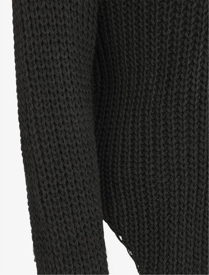 Pull en maille uni à col roulé - Noir - 3