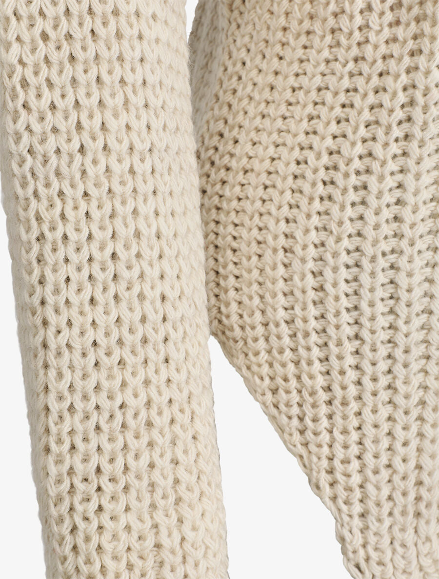 Pull en maille uni à col roulé - Beige - 3