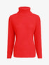Pull en maille uni à col roulé - Rouge - 1