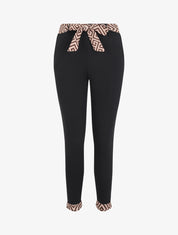 Pantalon à bords à revers imprimé géométrique - Beige - 1
