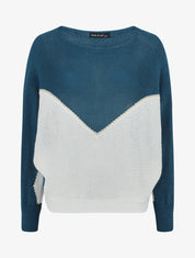 Pull motif V irisé - Bleu canard - 5