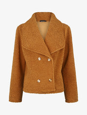 Manteau court en maille bouclette - Camel - 1