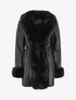 Manteau en simili et fourrure synthétique - Noir - 1