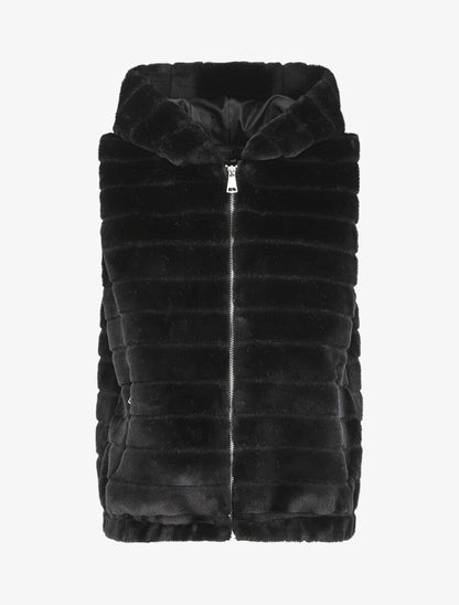 Manteau sans manches en fourrure synthétique - Noir - 5