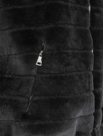 Manteau sans manches en fourrure synthétique - Noir - 3