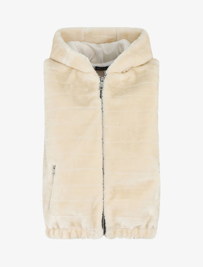 Manteau sans manches en fourrure synthétique - Écru - 5