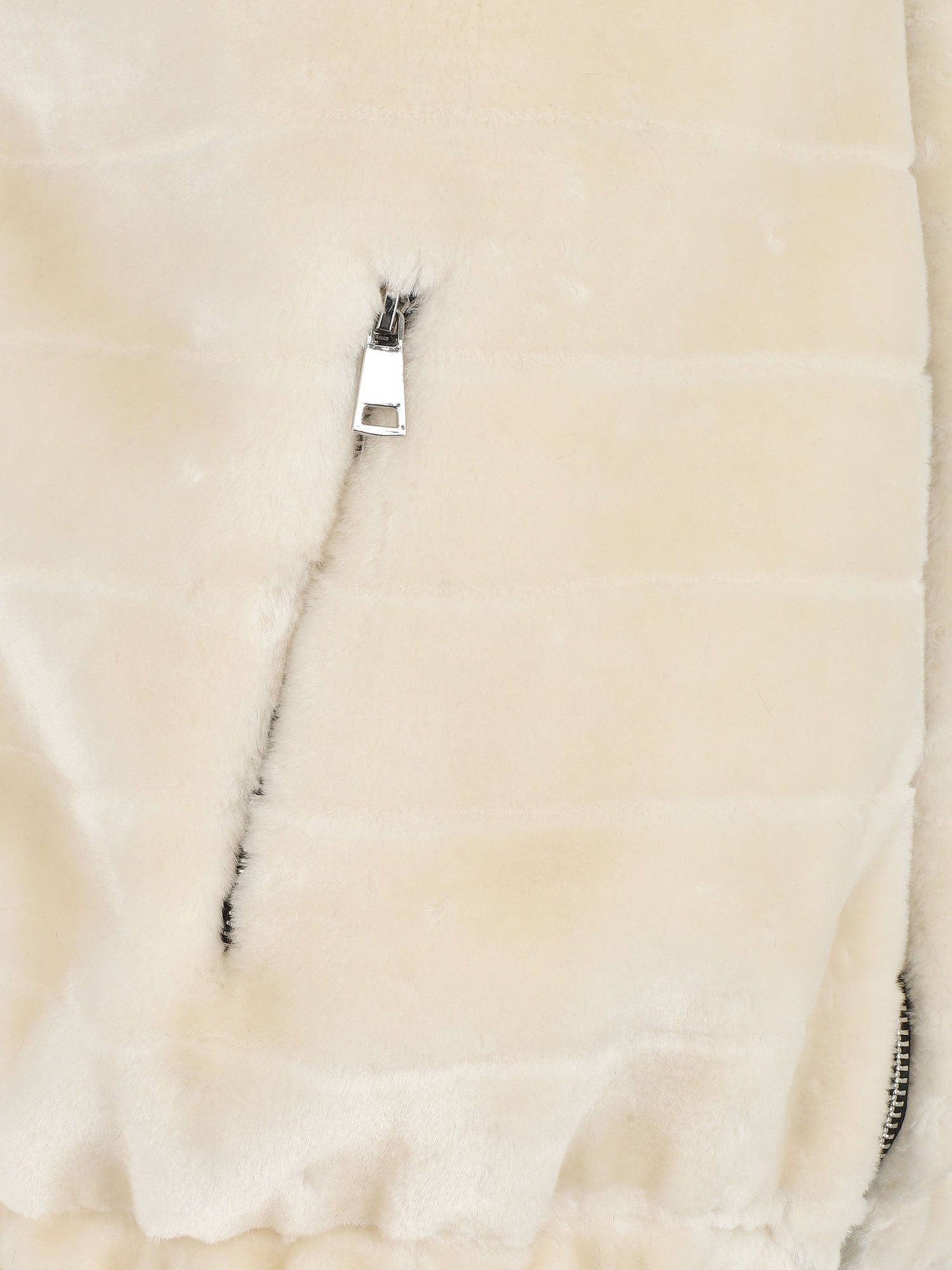 Manteau sans manches en fourrure synthétique - Écru - 3