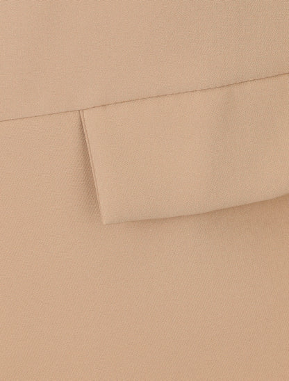 Blazer droit uni manches 3/4 froncées - Beige - 3