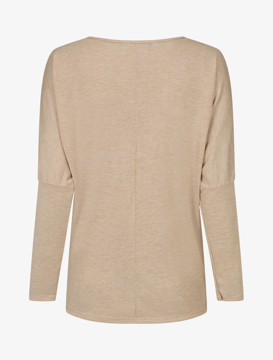 Pull fin à imprimé 4 plumes irisées - Beige - 2