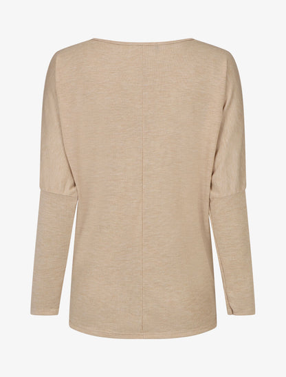 Pull fin à imprimé 4 plumes irisées - Beige - 2
