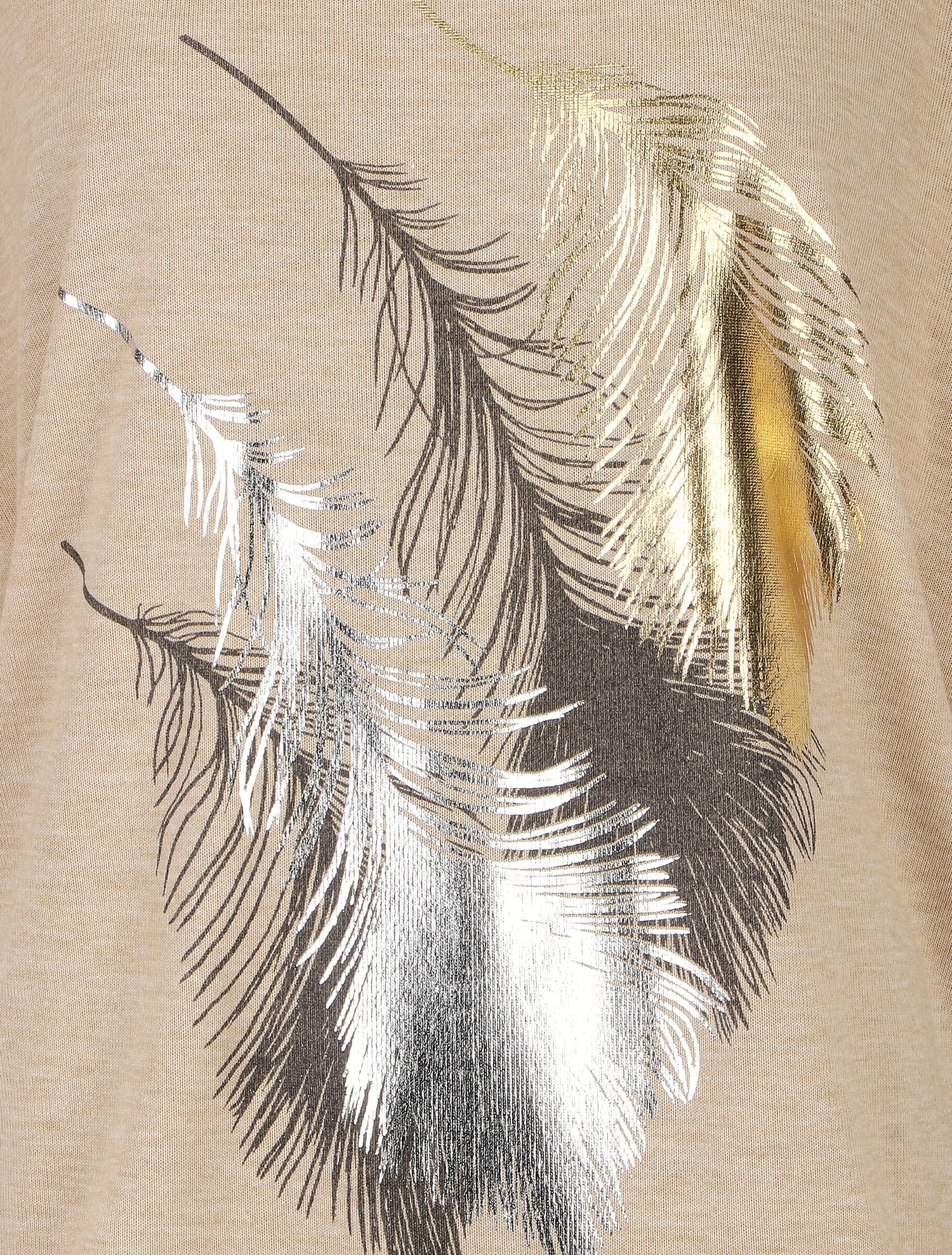Pull fin à imprimé 4 plumes irisées - Beige - 3