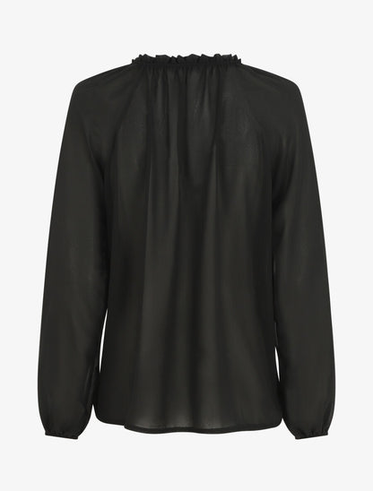 Blouse ample unie manches longues - Noir - 2