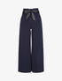 Pantalon ample à taille haute froncée - Marine - 1