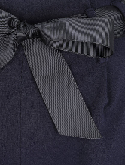Pantalon ample à taille haute froncée - Marine - 3