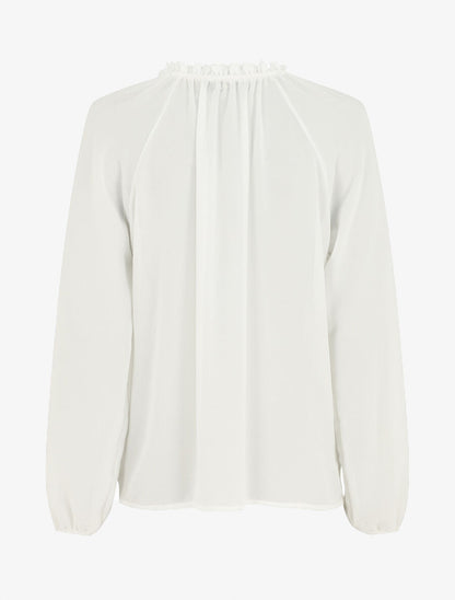 Blouse ample unie manches longues - Blanc - 2