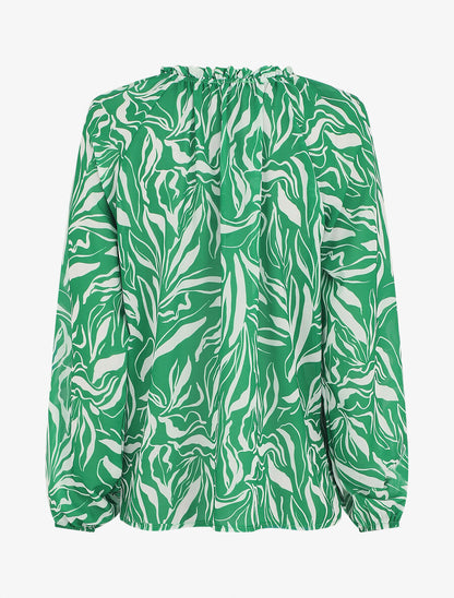 Blouse ample manches longues à imprimé fantaisie - Vert - 2