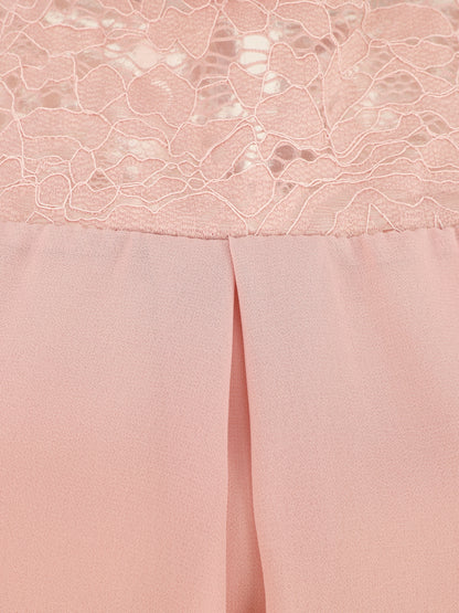 Top sans manches à épaules en dentelle - Rose - 3