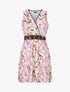 Robe courte tropical sans manches col cache-coeur - Écru - 1