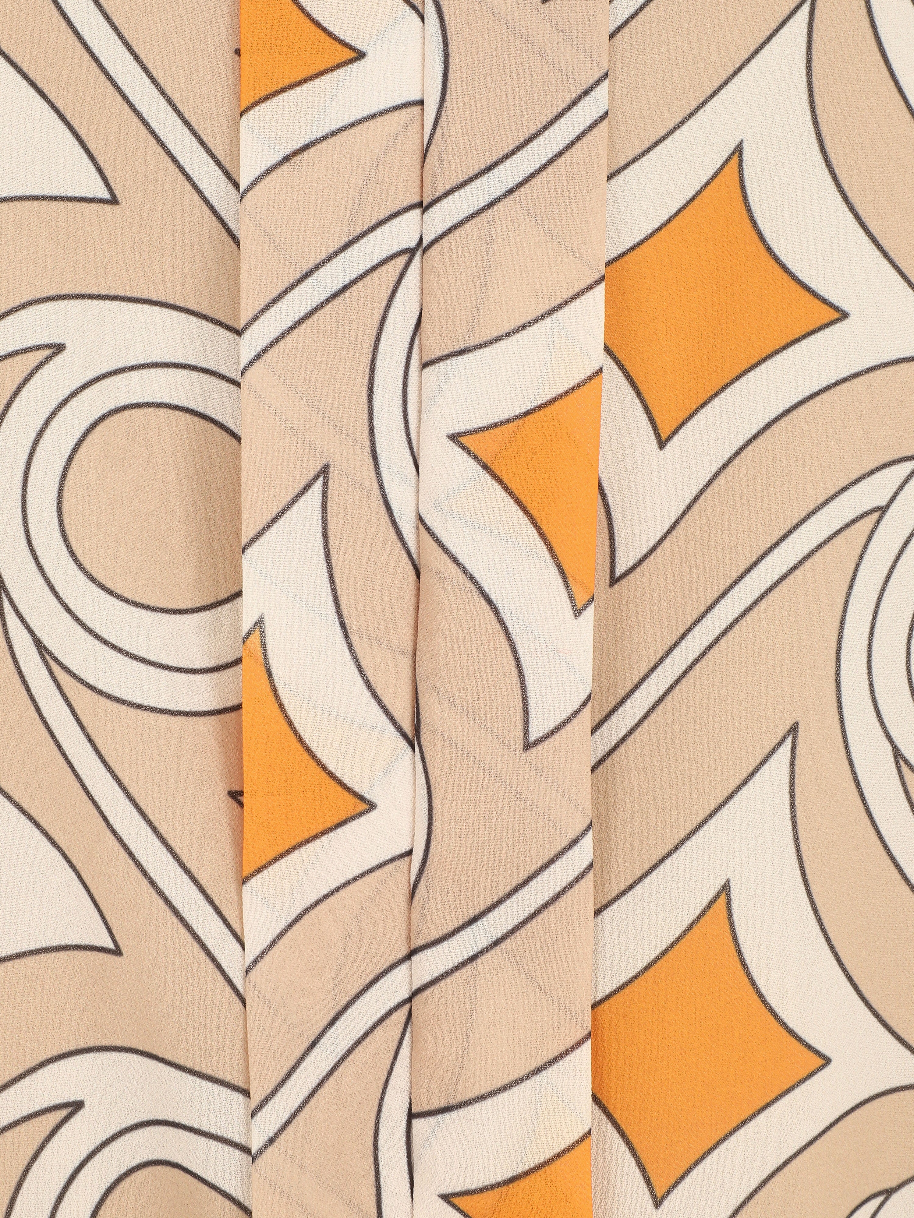 Top à mancherons imprimé graphique - Beige - 3