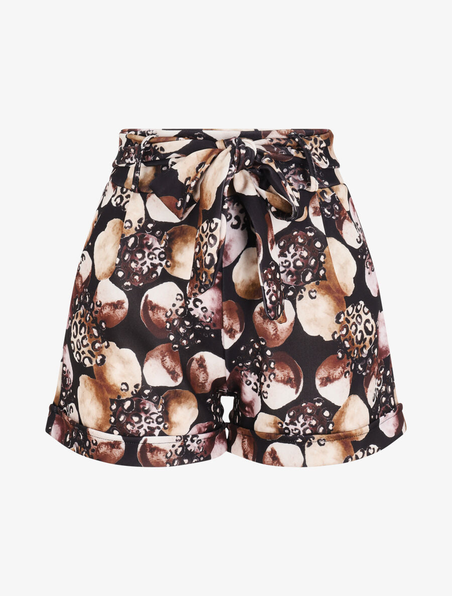 Short à imprimé léopard et cercles stylisés - Noir - 1