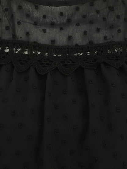 Top plumetis sans manches uni - Noir - 3