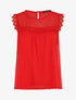 Top plumetis sans manches uni - Rouge - 5