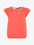 Top uni à mancherons et dos en dentelle - Corail - 1