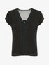 Top uni en voile et broderies - Noir - 1