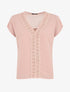 Top uni en voile et broderies - Rose - 1