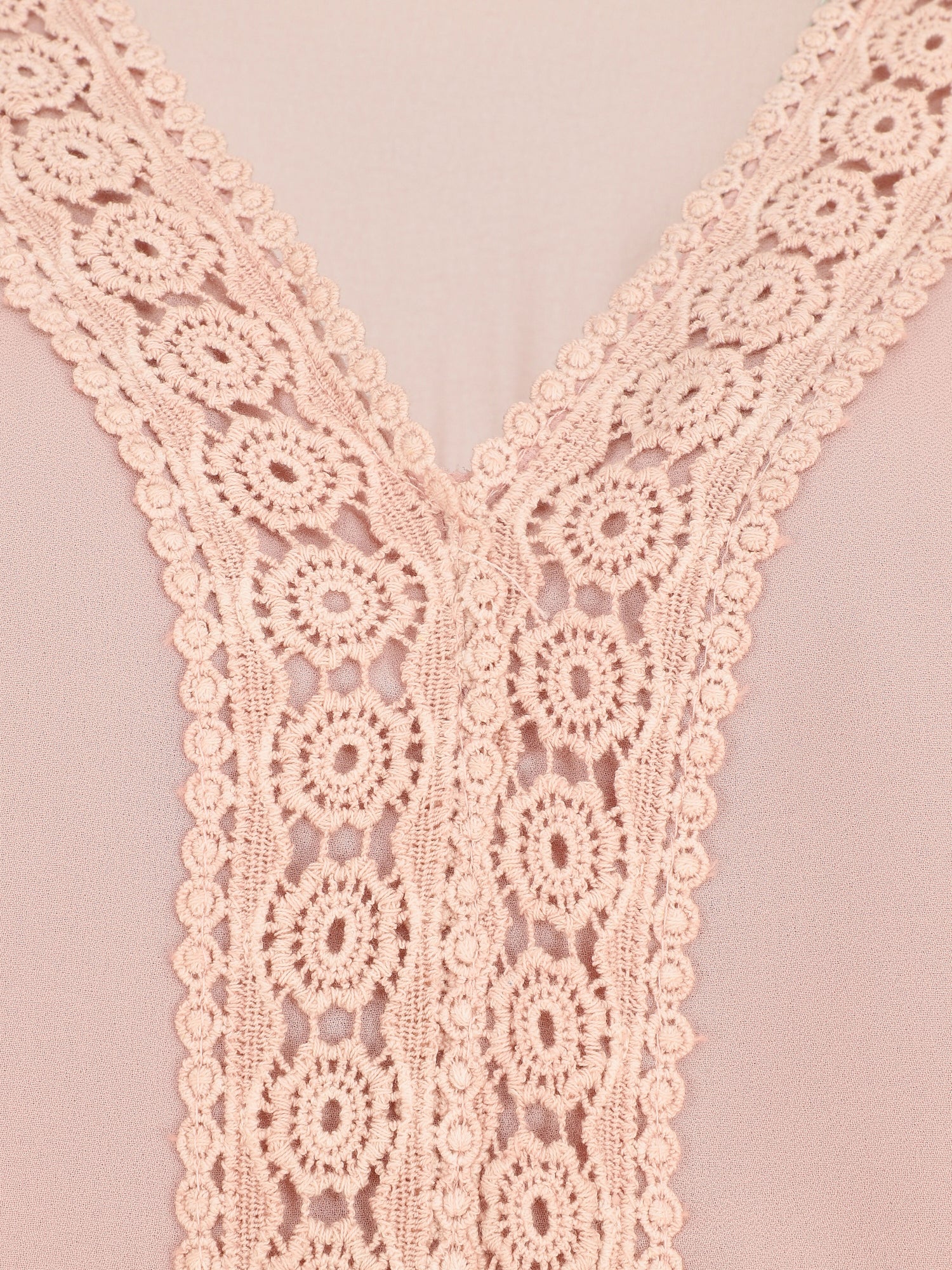 Top uni en voile et broderies - Rose - 3